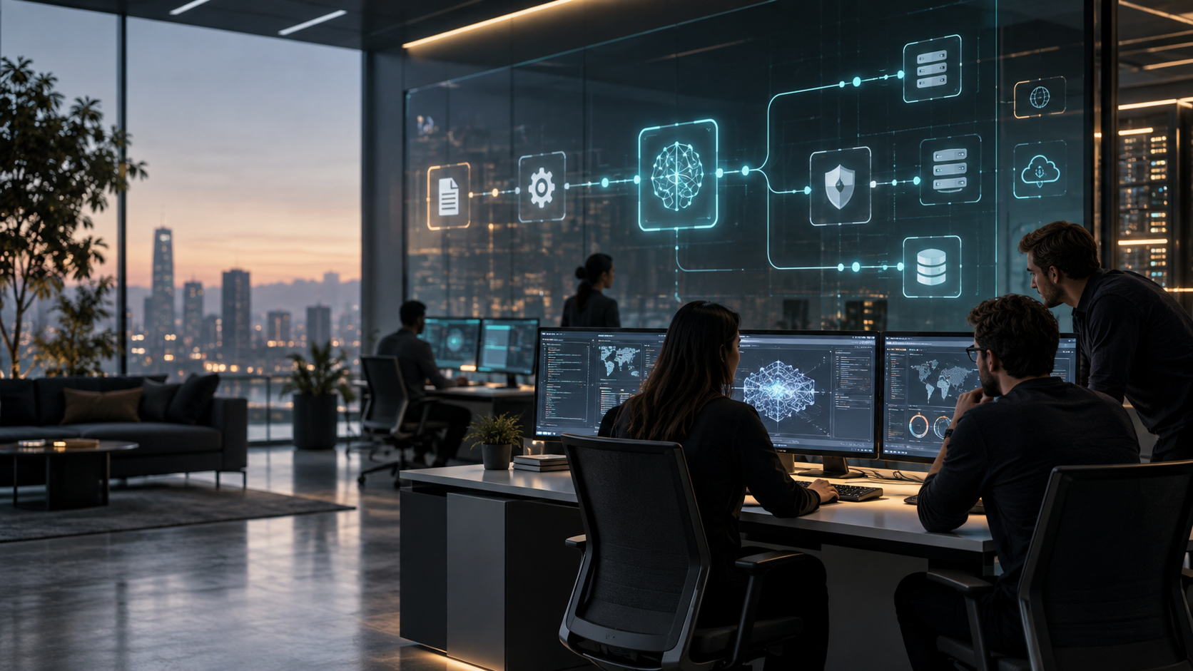 AI workflow visualization inside a modern software operations studio